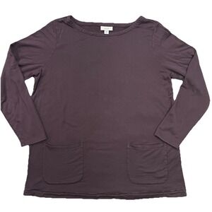 Pure Jill J.Jill A-Line Tunic Size L Eggplant Purple Pockets Long Sleeve Terry